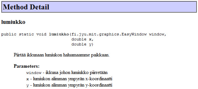 Lumiukon lumiukko metodin yksityiskohdat